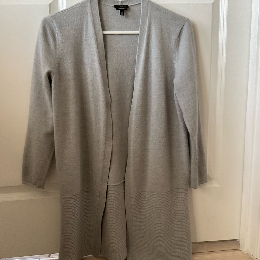 Talbots Light Gray Merino Wool Cardigan